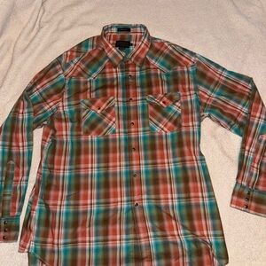 Men's Plaid Shirt - Red, Green, and Brown